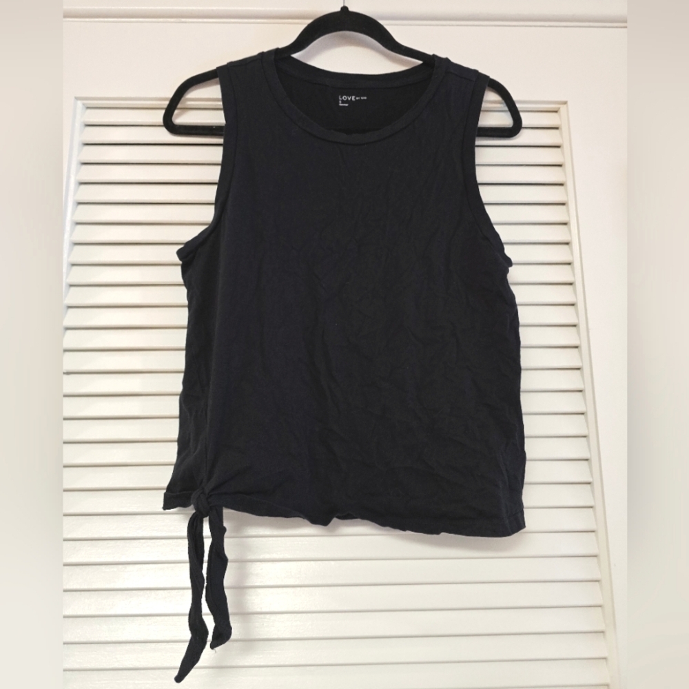 LOVE by GAP - Black Sleeveless 100% Cotton Top With Tie-Knot Detail